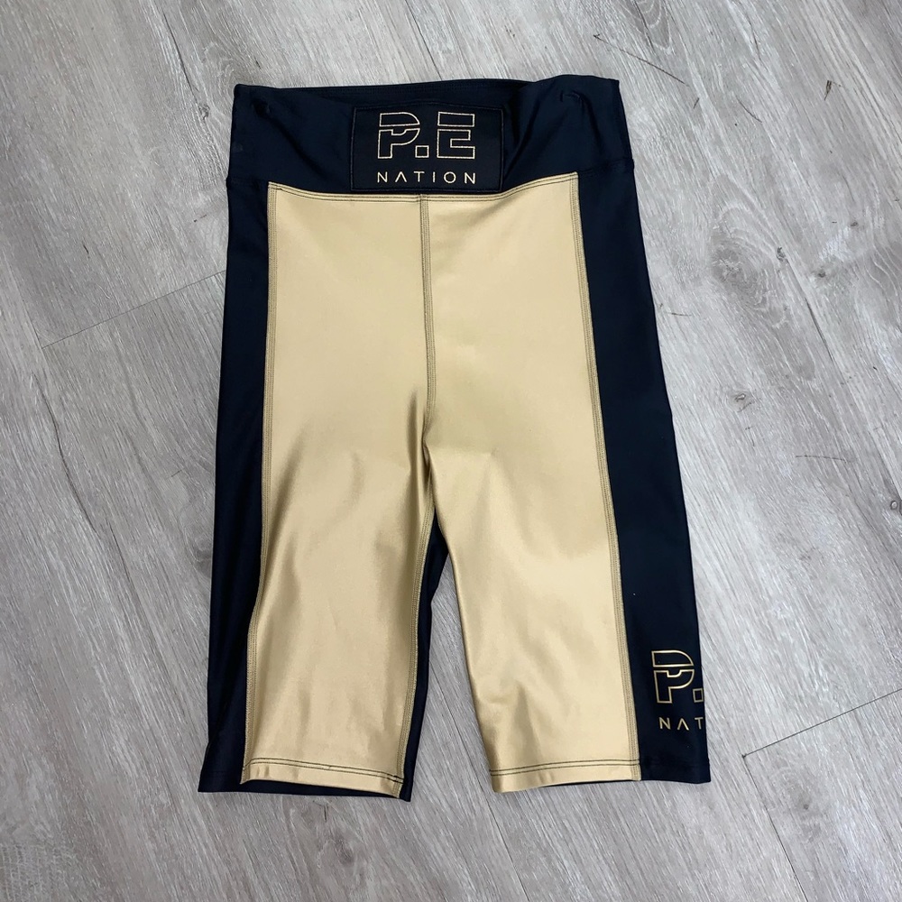 P.E Nation Black and Tan Bike Shorts